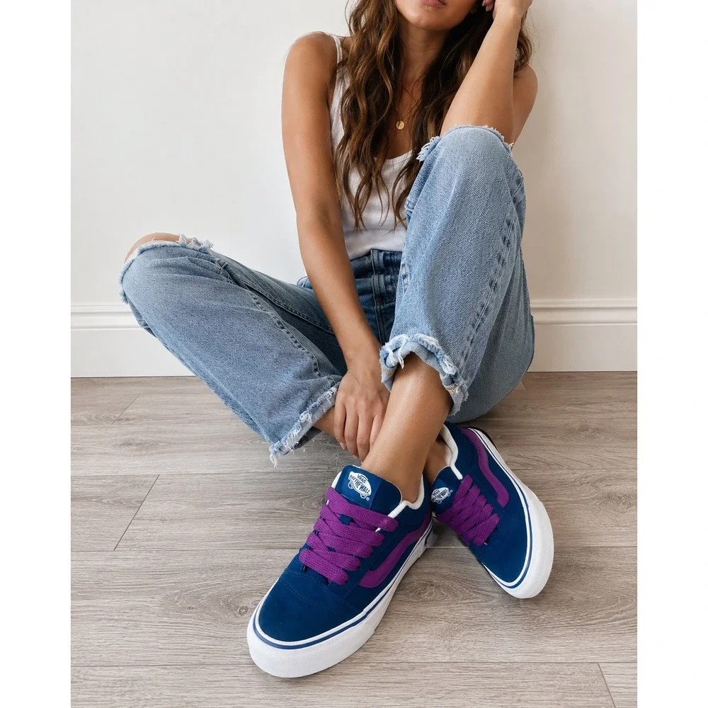 Vans Knu Skool Blue Purple Magenta Sneaker Women 8/Men 6.5 Y2K Skate Chunky NWOT